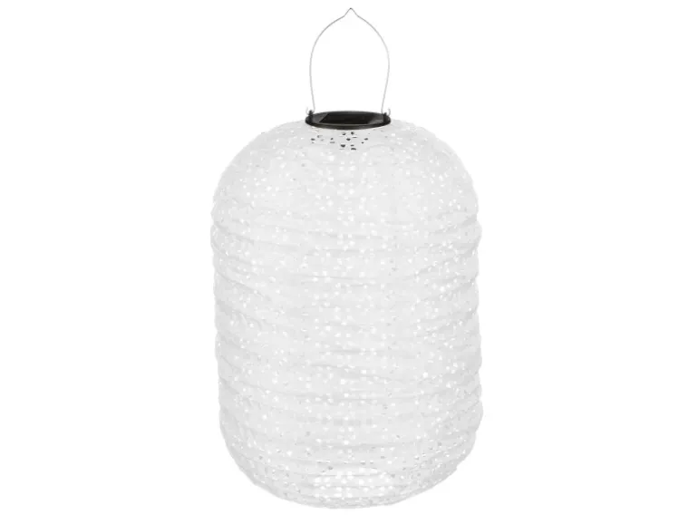 Mica Decorations Solar-LED-Laterne Zylinder Ø 25 cm x 40 cm Weiß
