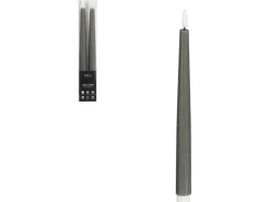 Mica Decorations Spitzkerze mit LED 28,5 cm x 2,2 cm Grau 2 Stück