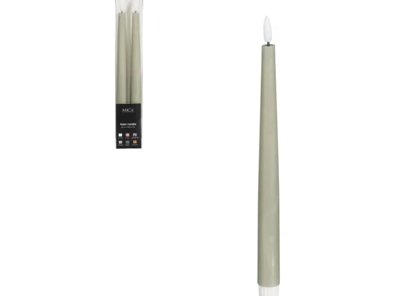 Mica Decorations Spitzkerze mit LED 28,5 cm x 2,2 cm Grün 2 Stück