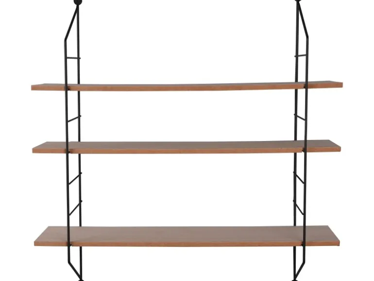 Mirrors & More Metall-Wandregal Ella mit Holz 60 cm x 62 cm x 14,5 cm