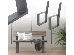 ML-Design 2 Stück Bankbeine aus Stahl Massiv 40x78,5cm Anthrazit mit Rückenlehne