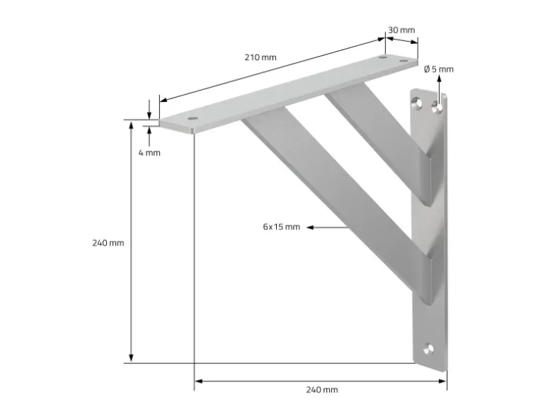 ML-Design 2 Stück Regalhalterung 24x24mm Silber Aluminium Schwebende Regalwinkel