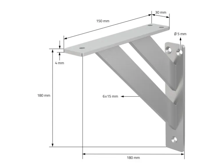 ML-Design 2 Stück Regalhalterung 18x18cm Silber Aluminium Schwebende Regalwinkel