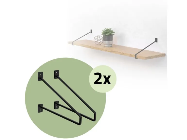 ML-Design 4 Stück Regalhalterung 265 mm Schwarz aus Stahl Haarnadel Schwebe