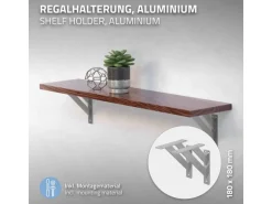 ML-Design 4 Stück Regalhalterung 18 x 18 cm Silber Aluminium Schwebende