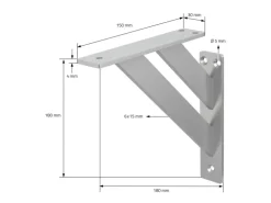 ML-Design 4 Stück Regalhalterung 18 x 18 cm Silber Aluminium Schwebende