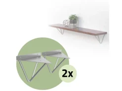 ML-Design 4 Stück Regalhalterung 160 mm Grau aus Metall Dreieckige Schwebe