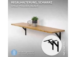 ML-Design 4 Stück Regalhalterung 240 x 240 mm Schwarz Aluminium Schwebende