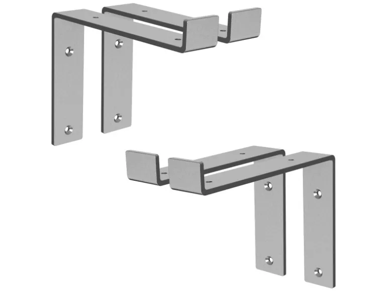ML-Design 4 Stück Regalhalterung 20x4x14,5 cm Grau aus Metall 8 Zoll L-Form