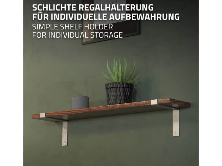 ML-Design 4 Stück Regalhalterung 20x4x14,5 cm Grau aus Metall 8 Zoll L-Form