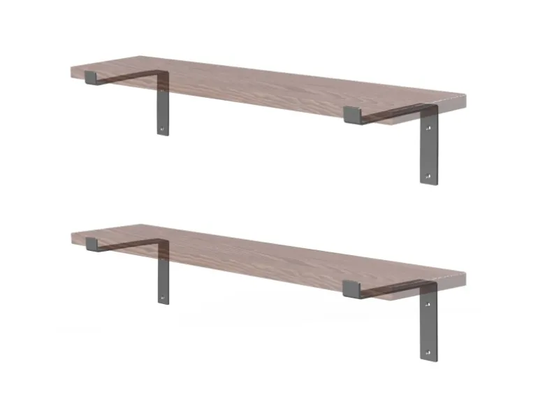 ML-Design 4 Stück Regalhalterung 20x4x14,5 cm Grau aus Metall 8 Zoll L-Form