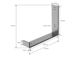 ML-Design 2 Stück Regalhalterung 20x4x14 cm Grau aus Metall 8 Zoll L-Form