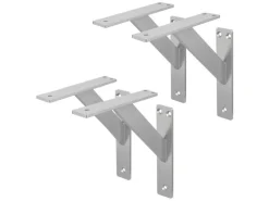 ML-Design 4 Stück Regalhalterung 180 x 180 mm Silber Aluminium Schwebende