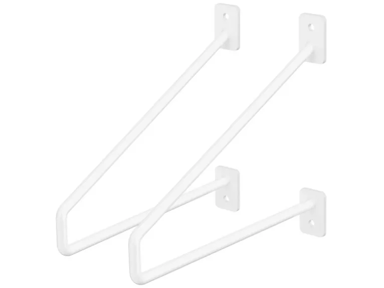 ML-Design 2 Stück Regalhalterung 220 mm Weiß aus Stahl Haarnadel Regalwinkel