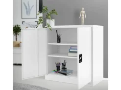 ML-Design Aktenschrank Abschließbar 90x40x90 cm Weiß Stahl mit 2 Türen
