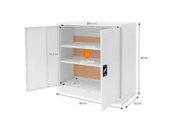 ML-Design Aktenschrank Abschließbar 90x40x90 cm Weiß Stahl mit 2 Türen