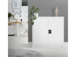 ML-Design Aktenschrank Abschließbar 90x40x90 cm Weiß Stahl mit 2 Türen