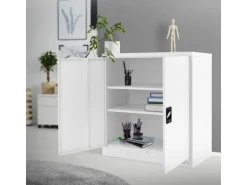ML-Design Aktenschrank Abschließbar 90x40x90 cm Weiß Stahl mit 2 Türen