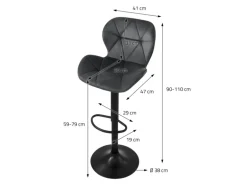 ML-Design Barhocker 2Er Set aus Samt Grau Gepolsterter Barstuhl mit Fußstütze