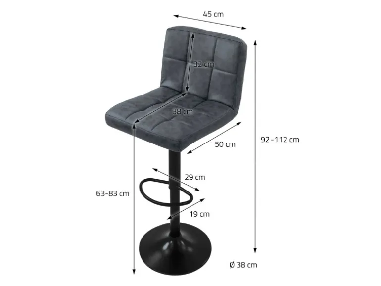 ML-Design Barhocker 4Er Set aus Kunstleder Anthrazit mit Rückenlehne Fußstütze