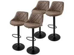 ML-Design Barhocker 4Er Set aus Kunstleder Braun Gepolsterter Stuhl