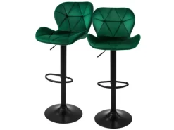 ML-Design Barhocker 2Er Set aus Samt Grün Gepolsterter Barstuhl mit Fußstütze