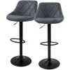 ML-Design Barhocker 2Er Set Kunstleder Anthrazit mit Rückenlehne und Fußstütze