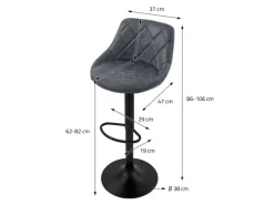 ML-Design Barhocker 2Er Set Kunstleder Anthrazit mit Rückenlehne und Fußstütze