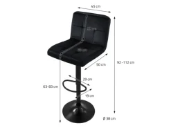 ML-Design Barhocker 2Er Set aus Samt Schwarz Barstuhl mit Rückenlehne Fußstütze