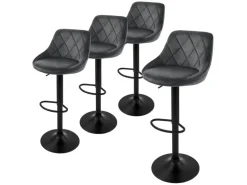 ML-Design Barhocker 4Er Set aus Samt Grau mit Rückenlehne Drehbar