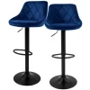ML-Design Barhocker 2Er Set aus Samt Blau Barstuhl mit Rückenlehne und Fußstütze