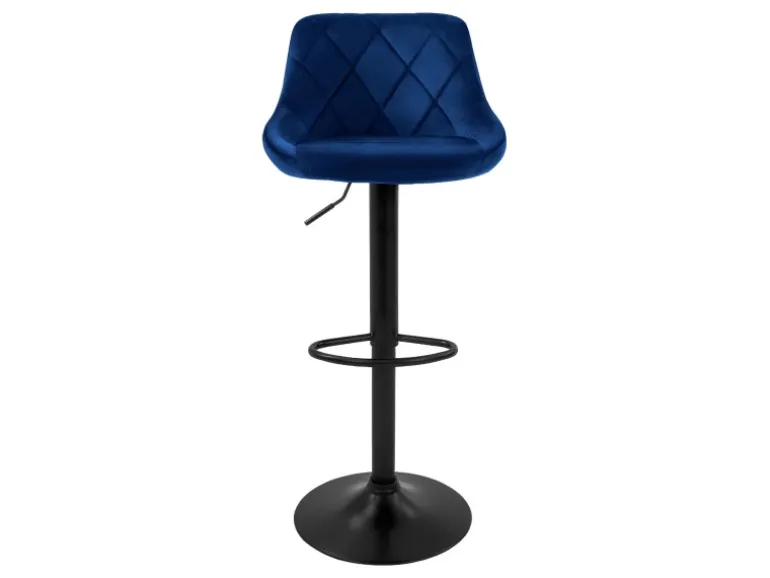 ML-Design Barhocker 2Er Set aus Samt Blau Barstuhl mit Rückenlehne und Fußstütze