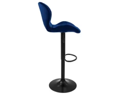ML-Design Barhocker 2Er Set aus Samt Blau mit Rückenlehne und Fußstütze