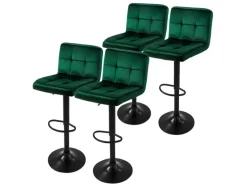 ML-Design Barhocker 4Er Set Bezug aus Samt Grün mit Rückenlehne und Fußstütze
