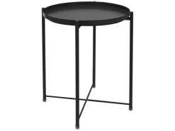 ML-Design Beistelltisch Rund 45xH52cm mit Abnehmbarem Tablett aus Metall Schwarz