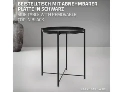 ML-Design Beistelltisch Rund 45xH52cm mit Abnehmbarem Tablett aus Metall Schwarz