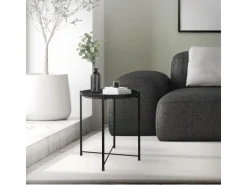 ML-Design Beistelltisch Rund 45xH52cm mit Abnehmbarem Tablett aus Metall Schwarz