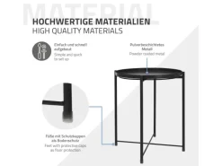 ML-Design Beistelltisch Rund 45xH52cm mit Abnehmbarem Tablett aus Metall Schwarz