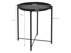 ML-Design Beistelltisch Rund 45xH52cm mit Abnehmbarem Tablett aus Metall Schwarz