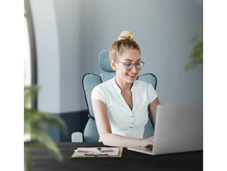 ML-Design Bürostuhl Ergonomisch Blau Höhenverstellbar mit Rückenlehne