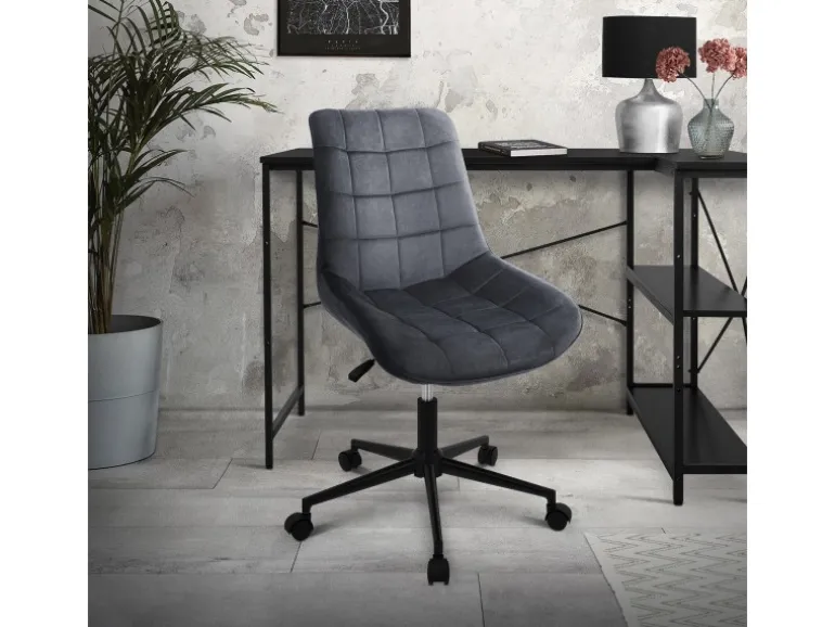 ML-Design Bürostuhl Grau Sitzfläche aus Samt Metallgestell Drehstuhl