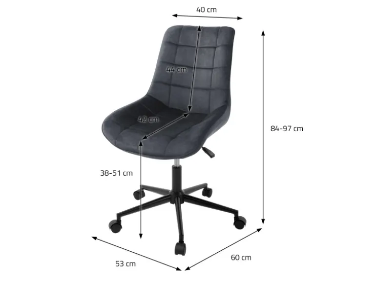 ML-Design Bürostuhl Grau Sitzfläche aus Samt Metallgestell Drehstuhl