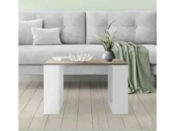 ML-Design Couchtisch 65x65x40 cm Eicheoptik-Weiß Quadratischer