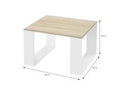 ML-Design Couchtisch 65x65x40 cm Eicheoptik-Weiß Quadratischer
