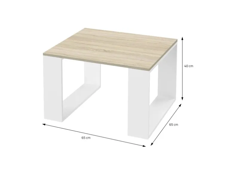 ML-Design Couchtisch 65x65x40 cm Eicheoptik-Weiß Quadratischer