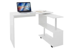 ML-Design Eckschreibtisch Drehbar L-Form Weiß Glänzend 150x88x75 cm