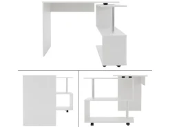 ML-Design Eckschreibtisch Drehbar L-Form Weiß Glänzend 150x88x75 cm