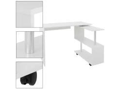 ML-Design Eckschreibtisch Drehbar L-Form Weiß Glänzend 150x88x75 cm
