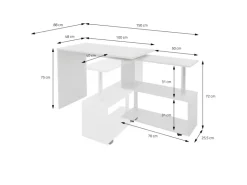 ML-Design Eckschreibtisch Drehbar L-Form Weiß Glänzend 150x88x75 cm