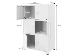 ML-Design 4Er Set Aktenschrank 75x40x120 cm Weiß Stahl Freistehend